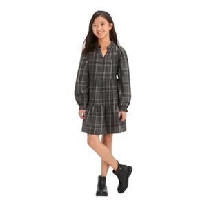 Cat & Jack Plaid Tiered Peasant Dress Size 8 (M) Gray Pockets